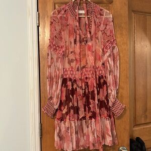 Pink floral silk Zimmermann dress size 4